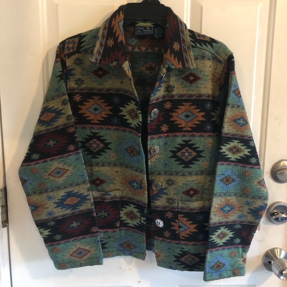 Vintage Jane Ashley Aztec Western Tapestry Jacket